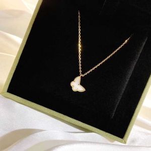 Ontwerper ketting VanCF ketting luxe diamant Agaat 18k gouden klaver vlinder ketting Agaat natuurlijke Fritillaria Rose goud mini ketting