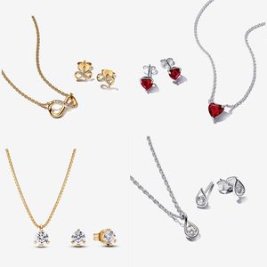 Colliers de créateurs pour femmes pendentifs en or rose 925 Chaîne en argent Diy Fit Pandoras Me Love Collier Boucles d'oreilles Set Engagement Girlfriend Girldme Bijoux avec boîte d'origine