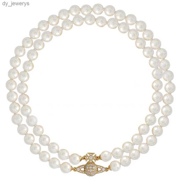 Colliers de créateurs Bijoux Bracelet Fermoir aimant Saturn Perle Double Couche Tour de Cou Version Haute Chaîne de Clavicule Accessoire Haut de Gamme