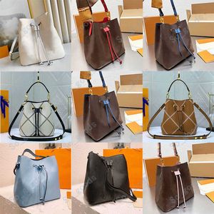 Diseñador NeoNoe Cordón Extraíble Correa ajustable Hombro Neo Verano Noe Bolsas Letras de impresión de lujo Cuero en relieve Mujeres Cubo Niza