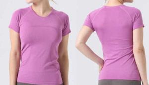 Designer Nieuwe 23ss Lulus Snel Nieuwste Yoga Lululemens Womens Wear Dames Sport t-shirts Korte mouwen Vochtafvoerend Gebreid Ademend T-shirt vest