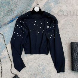 Pull tricoté de styliste pour femmes, nouveau design, lettres brodées, strass, cristal brillant, scintillant, hauts SMLXL, luxe 47NZ