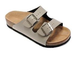 Diseñador-nuevo famoso marca hombres zapatillas de cuero genuino sandalias de mujer con doble hebilla zapatos de hombre arizona verano playa superior calidad con orig