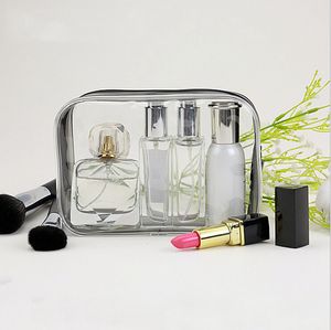 Diseñador-Nueva moda Bolsas de maquillaje de tocador transparentes Bolsa de cosméticos de viaje de plástico de PVC con cremallera Bolsa de cosméticos de diseñador portátil