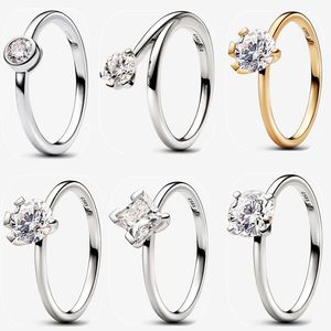 Diseñador Nuevo anillo de bodas de moda para mujeres Regalo de vacaciones DIY ajuste Pandoras Nova Anillo de diamantes cultivados en laboratorio chapado en oro de 14 k Joyería de fiesta de alta calidad al por mayor