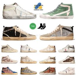 Designer nouvelle mode femmes hommes chaussures dorées mi anti sale vieille sneaker super haut baskets de luxe paillettes classique vintage italie marque chaussures blanches chaussures en or rose