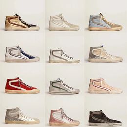 Designer nieuwe mode dames heren schoenen midden antislip schoenen Super sneakers canvas schoenen luxe pailletten klassieke witte schoenen roze gouden schoenen