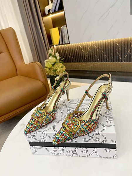 Diseñador Nuevo Gold V Sandalias de mujer Stiletto High Heel 95 mm Boda Colores de verano zapatos Gran tamaño 4-11