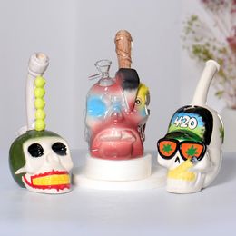 Diseñador nuevo Heady Hookahs de cerámica Bongs de agua Fumar pipas de agua Beaker Bong Percolador 3D de cerámica hecho a mano
