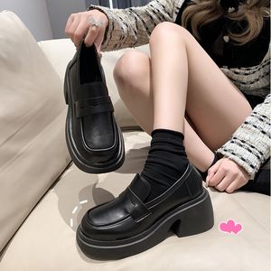 Diseñador Nuevo Japonés JK Mary Jane Zapatos Individuales Cómodos y Versátiles Suela Gruesa Zapatos Lefu Estilo Británico Zapatos de Cuero con Plataforma para Mujer