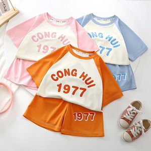 Ontwerper Nieuwe Kinderkleding Sets Baby Summer T Shirt Girl Boys Classic Short Sleeve Children Fashion Shirts Set Kid T-stukken T-short broek Kleding CXD2405109-6