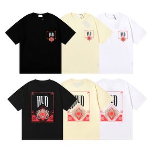 Designer nouvelle niche pour hommes beauté RH marque de carte rouge de vin imprimé de haute qualité double coton T-shirt à manches courtes hommes et femmesS-XL