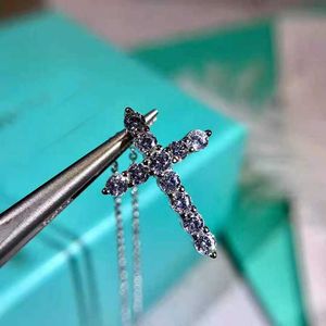 Ontwerper nieuwe micro ingelegde diamanten halsketting tiffay en co kruisketting vrouwelijke zomersleutelbeenketting live-uitzending sieraden