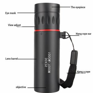 Diseñador-Nuevo Mini portátil 30x25 HD Monocular óptico Visión nocturna baja Telescopio de enfoque impermeable con zoom 10X Alcance para viajes de caza