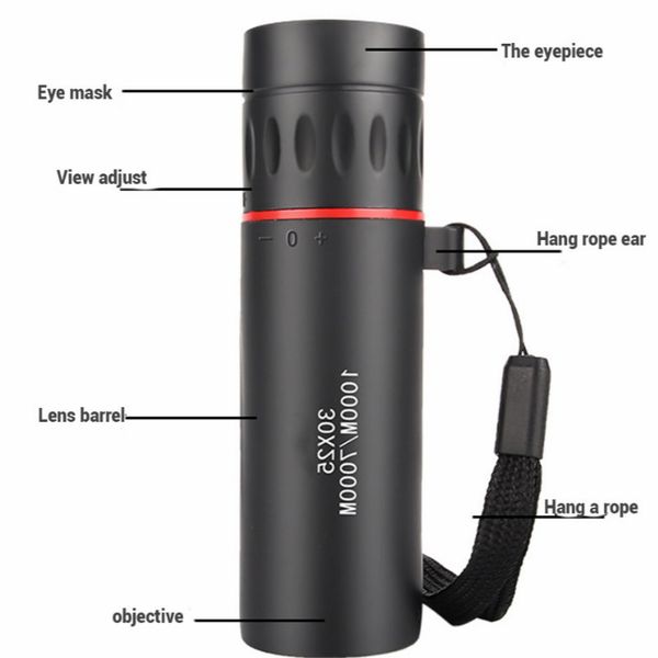 Concepteur-Nouveau Mini Portable 30x25 HD monoculaire optique basse vision nocturne télescope de mise au point étanche zoomable 10X portée pour la chasse de voyage