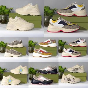 Designer Nouvelle plate-forme Rhyton Top Fashion Casual Chaussures Hommes Femmes Plaidclassic Daim Beige Hommes Rétro Imprimer Femmes Baskets