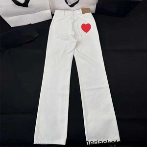Designer Nouveaux produits au printemps et en été Off White Jambe large Jambe droite Love Jeans pour femmes 2024 Taille haute Drapé Pantalon long O5DX