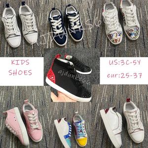 Designer New Red Kids Bottoms Chaussures Casual Mocassins Rivets Low Studed Kid Designers Chaussure Enfants Mode Bottomes Formateurs Eur28-35