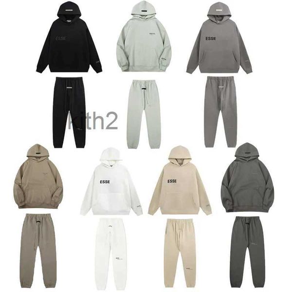 Designer Nouveau Survêtement Ess Marque Imprimé Sportswear Hommes 6 Couleurs Chaud Deux Pièces Ensemble Lâche Sweat À Capuche Pantalons Ensembles WX6I