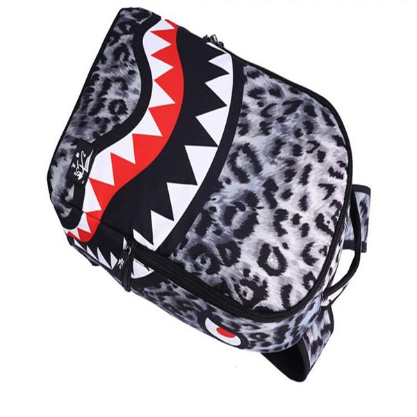 Designer-Nouveau sac à dos femme léopard à la mode sacs à dos d'école de dents de requin Sac à dos design en polyester avec poche à fermeture éclair275A