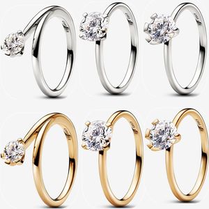 Bague de mariage de styliste pour femmes, cadeau de petite amie, bricolage, Pandora Nova, bague en diamant cultivé en laboratoire, plaqué or 14 carats, accessoires de bijoux de fête de haute qualité