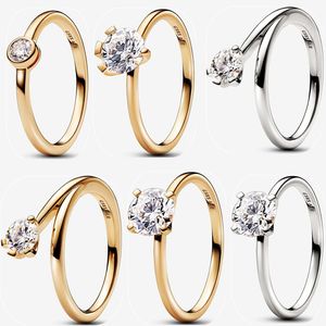 Diseñador Nuevo anillo de bodas para mujer Regalo del día de San Valentín DIY ajuste Pandoras Nova Diamante cultivado en laboratorio Anillo de plata 925 chapado en oro de 14 k Moda Joyería de fiesta de alta calidad