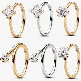 Diseñador Nuevos anillos de boda para mujeres Regalo de compromiso DIY ajuste Pandoras Era Bisel Anillo de diamante cultivado en laboratorio chapado en oro de 14 k Moda Joyería de fiesta de alta calidad