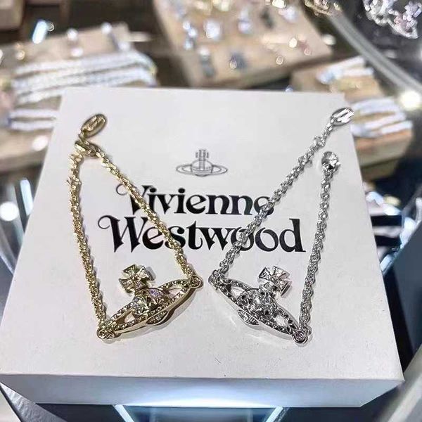 Designer New Westwood Diamond Rivet Set Saturn Chain Chain Bracelet Femelle à la mode