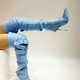 Designer Nouveaux talons hauts pour femmes sur les bottes du genou talons minces