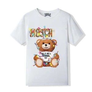 Designer New Women's Moschino T-shirt Top Quality Cotton Graphic Graphic surdimensionné blanc noir