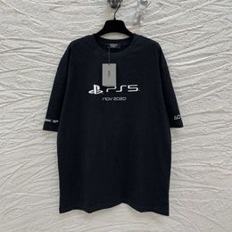 Designer New Women T Shirt High Edition 2023 Summer Family PS5 Co Branded Gedrukt paar Sleeve T-shirt