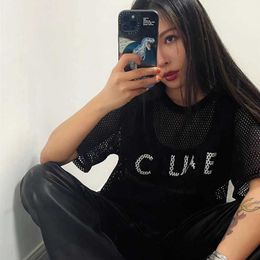 Designer New Women T-shirt High Edition 2023 Summer Special Grid Letter Unisexe T-shirt à manches lâches