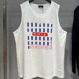 Designer New Women T -shirt Differentiate Market High Edition Vertical Stripe Gedrukte mouw unisex Casual Sports OS Tank