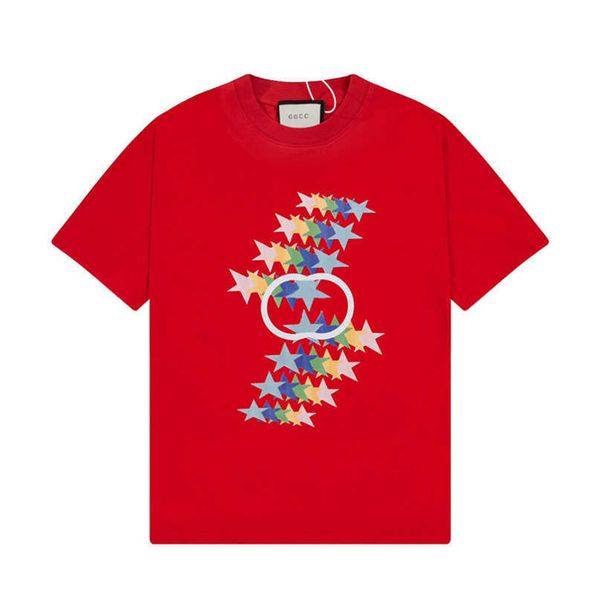 Designer nouvelles femmes t-shirt Chemise High Edition Famille Printemps Été 520 Série Spéciale Double Star Shine Imprimé Manches Guangzhou T-shirt pour Hommes Femmes