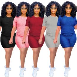 Diseñador Nuevas mujeres Chándales Trajes de jogger de verano Trajes de yoga Conjunto de dos piezas Jersey bordado Camisetas Pantalones cortos Tallas grandes Casual Ropa deportiva negra Joggers 4732