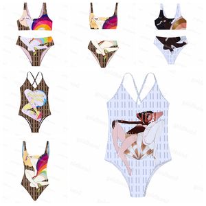 Designer New Womens Backless Swimsuit Fashion Band FD Printed One Piece Halter Badmode Sexy Dames Vest Bar Beachwear