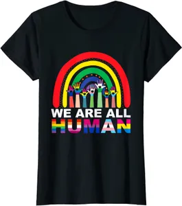 Designer New Womens Men T-Shirt We Are All Human Pride Ally Rainbow LGBT Drapeau Gay Pride T-Shirt