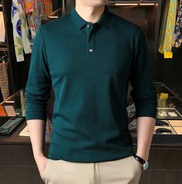 Designer neues formelles Langarm-Poloshirt für den Arbeitsplatz, luxuriöse Mode, lässig, einfarbig, gestreift, atmungsaktiv, Revers-Polo, mehrfarbig, M-3XLHSC LODN