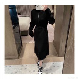 Designer New23AW Space Cotton Fabric Pull confortable et polyvalent mi-long à capuche Slim Long Dress ER80