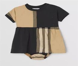 Дизайнерское платье для новорожденных, детская одежда, платья для девочек, детская клетчатая рубашка с короткими рукавами, юбка, детская повседневная одежда328w291k1580177