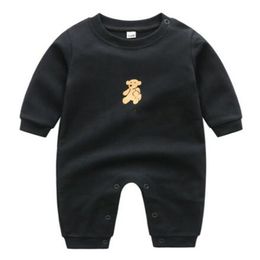 Designer pasgeboren baby footies baby's katoen rompers brief print luxe merk lange mouwen jumpsuits voor kinderen baby kleding