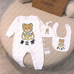 Designer pasgeboren baby rompertjes baby babykleding set jongens bodysuit afdrukken beer romper meisje jumpsuit slabbetjes pet outfits set 0-24 maanden CSD2402031-8