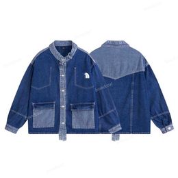 Designer North baseballkraag stiksel retro gewassen denim jassen voor heren en dames trendy korte jassen in de lente en herfst Amerikaanse retro casual motorkleding