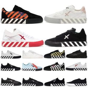 Diseñador Off Vulcanizado Lienzo Negro Blanco Azul Oscuro Naranja Zapatos de flecha Bajo Rojo Rosa Zapatos casuales de fondo plano para hombres y mujeres Punta redonda Suela gruesa con cordones O24z #