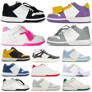 Designer Offes Chaussures Blanches Hommes Femmes Top Qualité Casual Chaussures Hors Bureau Baskets Basses Noir Blanc Rose Cuir Bleu Clair Baskets Brevetées Coureurs Sneaker 36-45