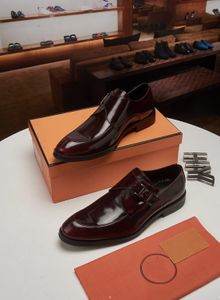 Designer Office Wedding Flat Shoes Heren Luxe Business Oxford Leather Shoes heren ademend lakleren kledingschoenen plus bruin