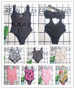 Ontwerper eendelig badpak met letter gedrukt nieuwe bikini zomer strandjurk set dames sexy vakantie zwempak