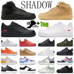 Designer One Running Shoes Mens Classic 1 Mid 07 Men Femmes High Gang Flax Flyline Ones Low Cut All White Black Red Low Shadow Trainers Outdoor Sneaker C96I #