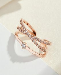 Anillos de banda ajustables abiertos de diseñador, anillo brillante de cristal de doble fila, joyería para mujer 5137677