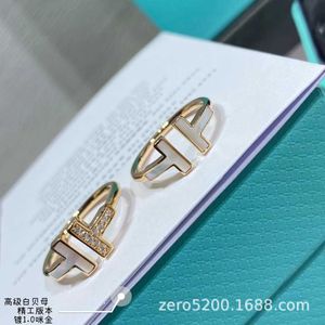 Designer Original Tiffays High Edition Double T Ring Dames 18K Rose Gold Beimu 925 Silver Pair Fashion Simple